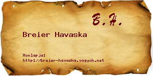 Breier Havaska névjegykártya